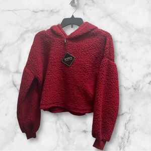 Womens sweatshirt hoodie crop maroon NWT size XL